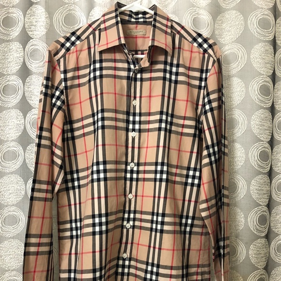 burberry check button down shirt